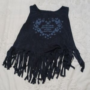 French Pastry Navy Fringe Tank Top